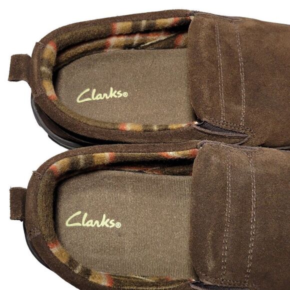 Clarks Slippers Mens Size 12 Slip On Brown Suede Indoor Outdoor Removable Insole main image 14